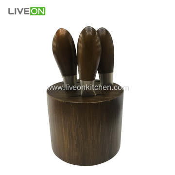 4 pcs Cheese Knife Collection in Rubber Wood